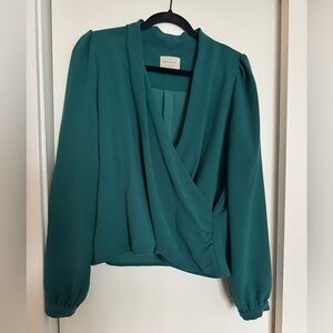 Sezane Abelia Blouse in Bottle Green size 42